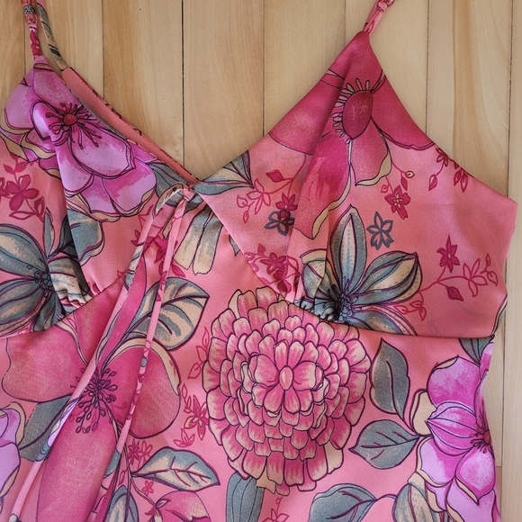 Kathy Lee Floral Salmon 90s dress size 14 - Picture 2 of 6